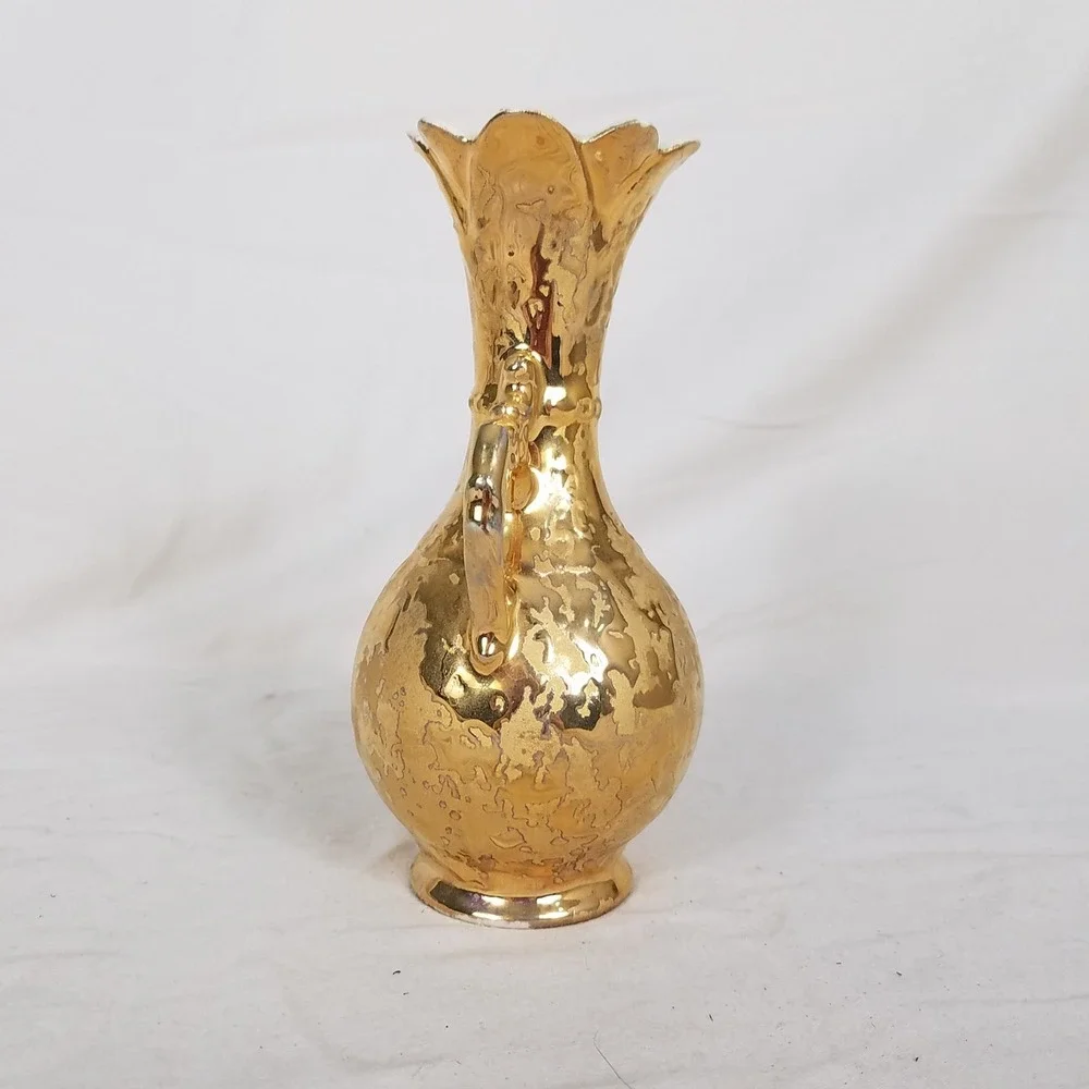 Vintage Weeping Gold Bud Vase Home Decor 7.25in Gold 24K Gold Encrusted USA